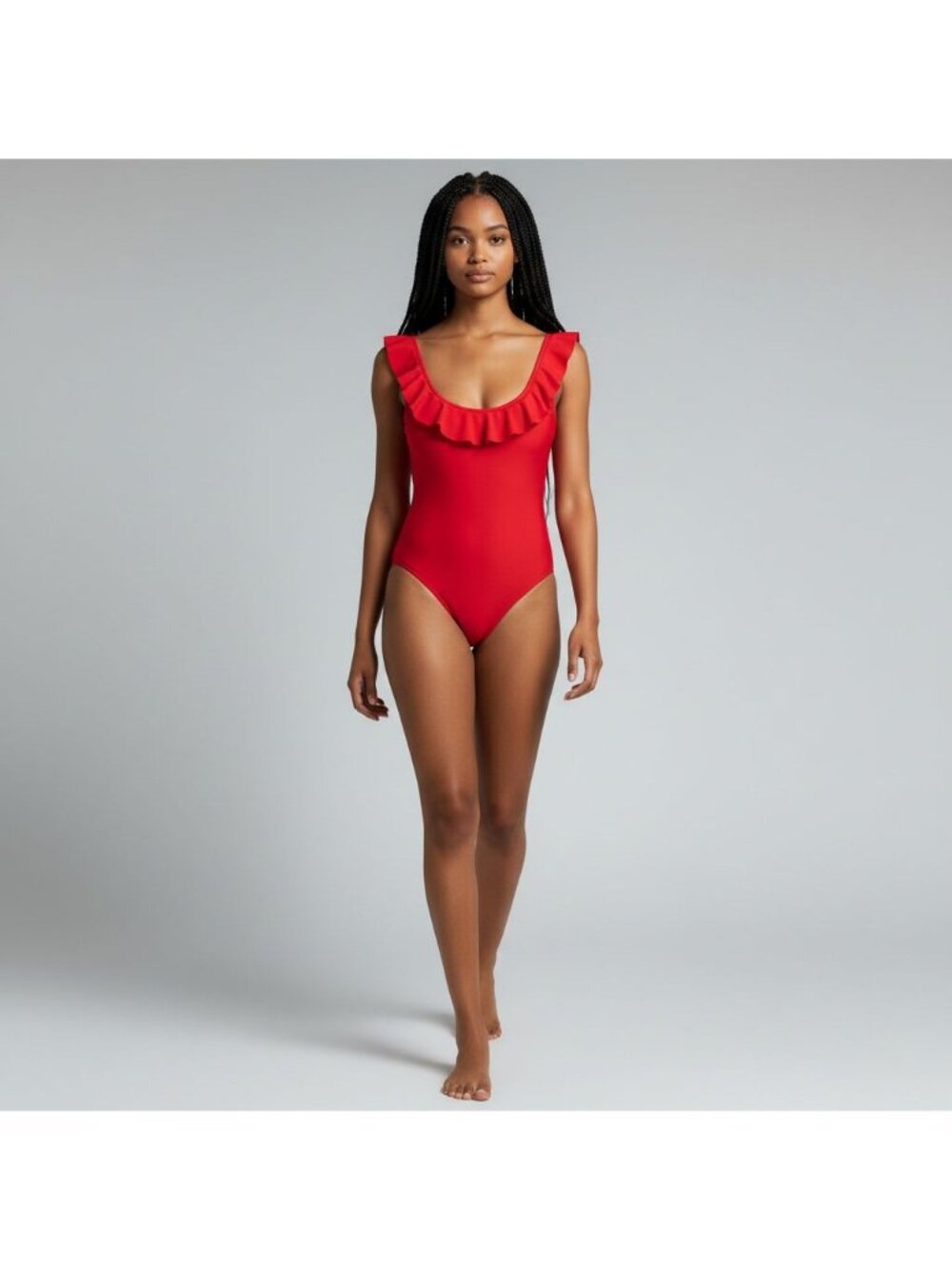 J. Crew Ruffle Red Scoopback One-Piece Swimsuit Size 16 With Built-In Bra